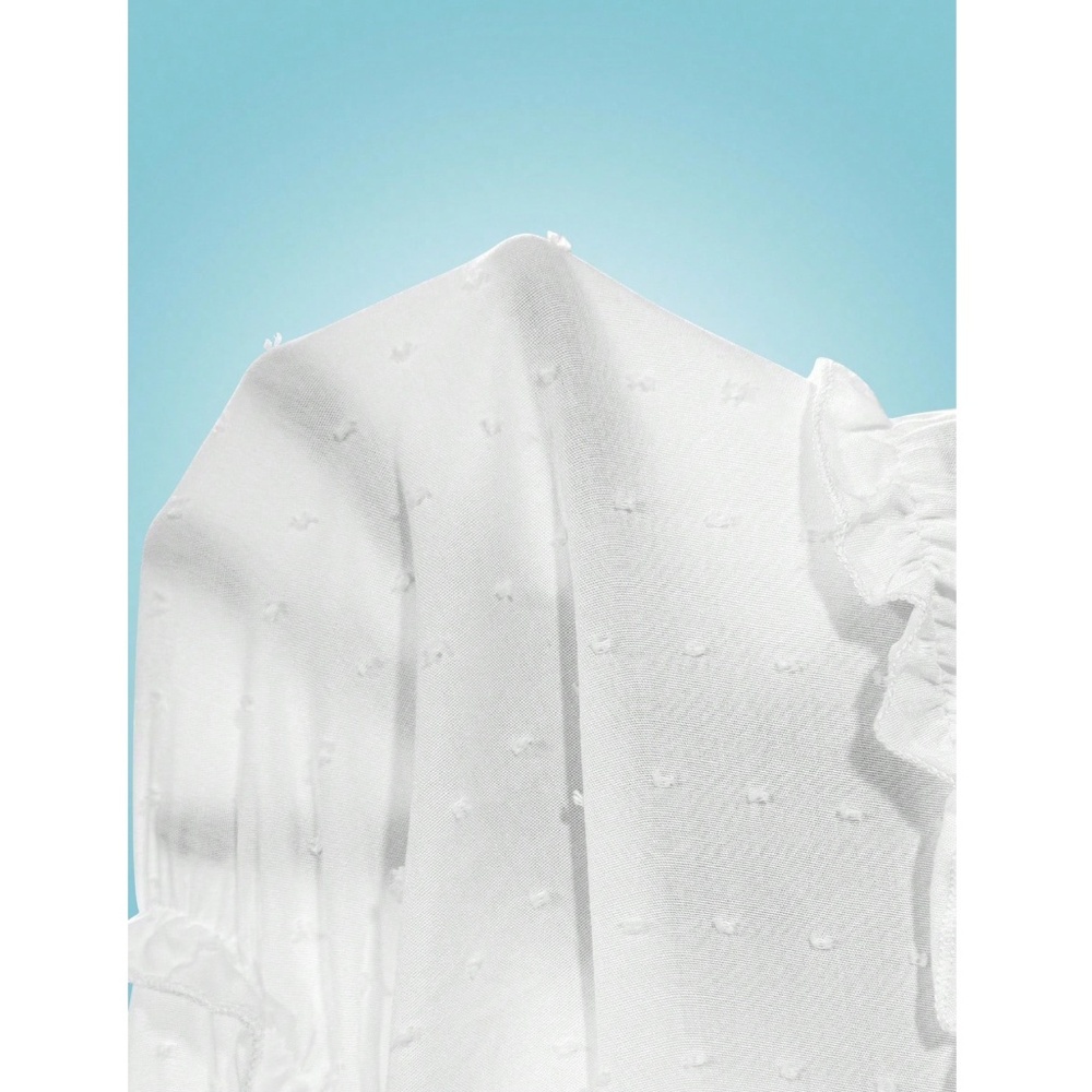 Babydoll White Summer Mini Dress Flared - Picture 13 of 14